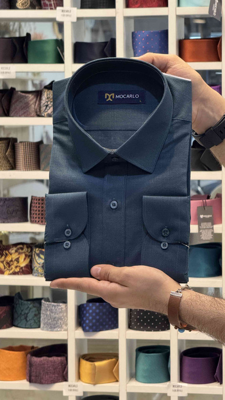 پیراهن مردانه آکسفورد سبز تیره کد 400012